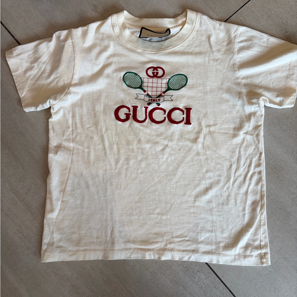 Gucci Oversized Tennis Cotton Beige T-Shirt Size XXS
